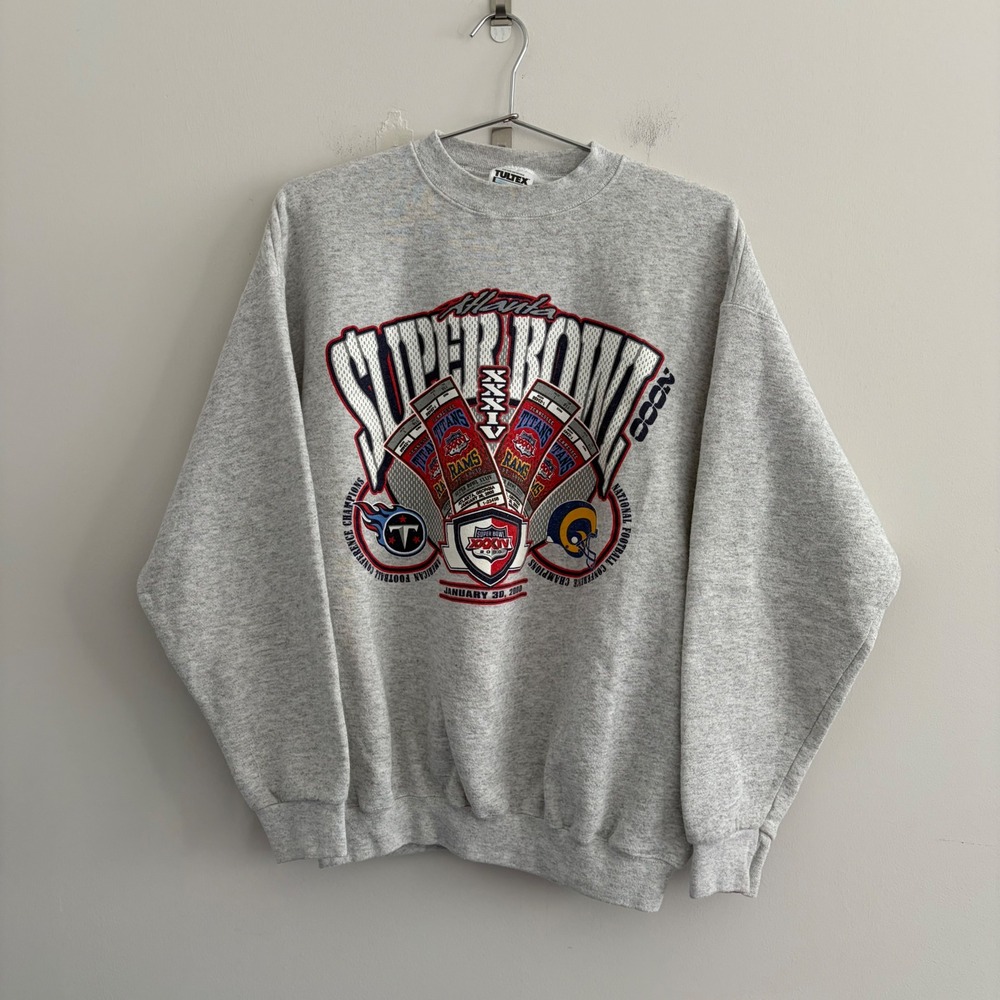 Vintage Tultex Super Bowl XXXIV 2000 Atlanta Sweatshirt Mens Large Gray
